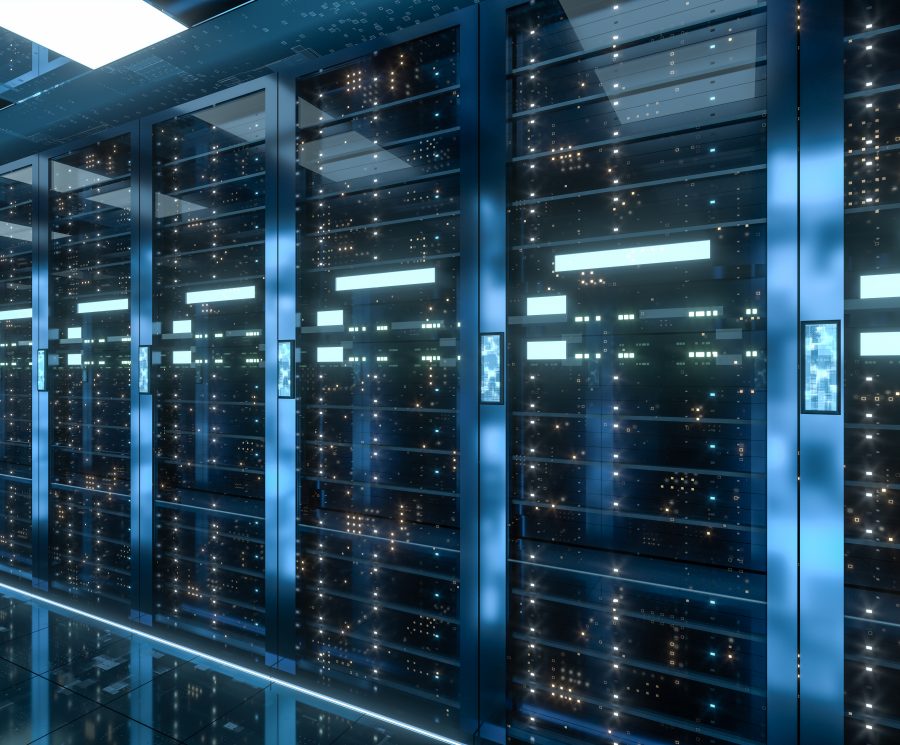 Server racks in computer network security server room data cente