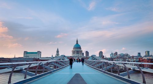 Looking across Millennium Bridge to St Paul's