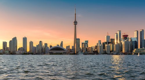 Toronto skyline at sunset