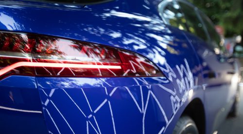Blue Jaguar I-Pace car