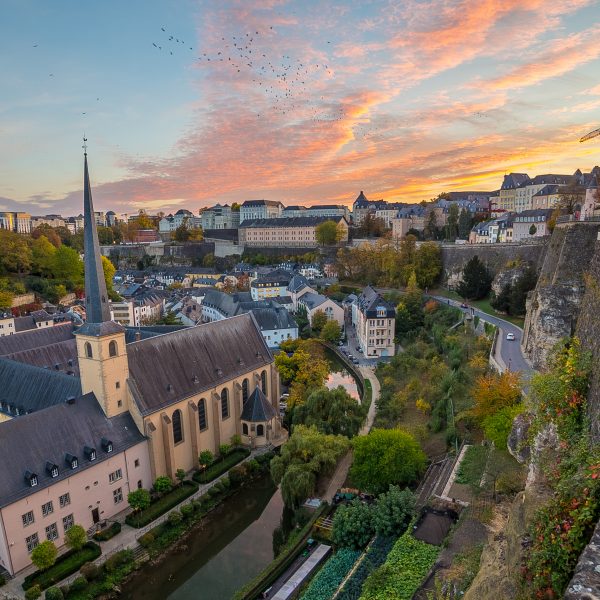 Grund and the Luxembourg Skyline at Sunset