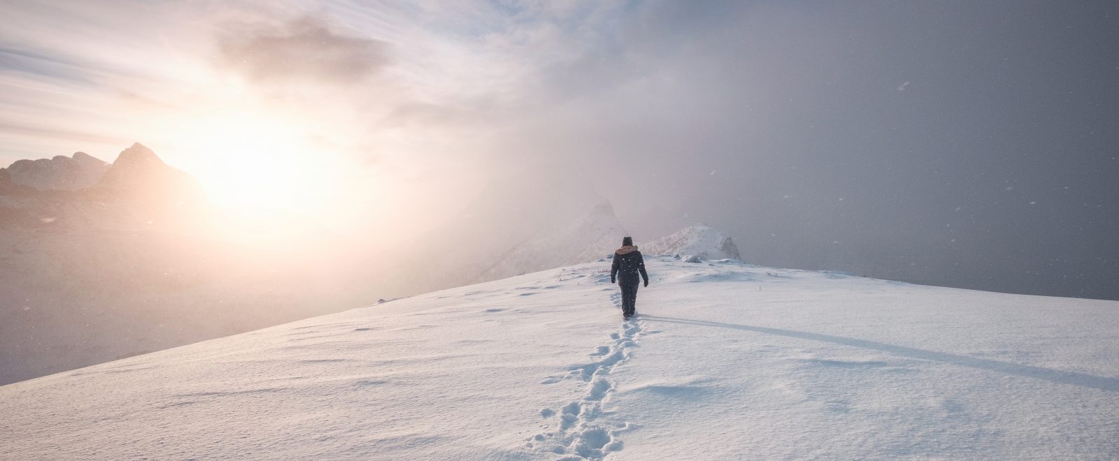 Person walking in snow