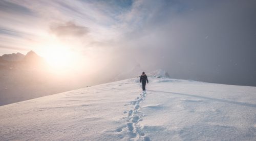 Person walking in snow