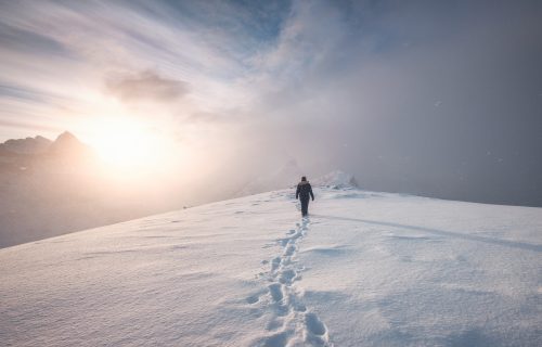 Person walking in snow
