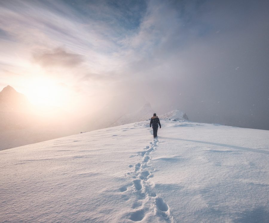 Person walking in snow