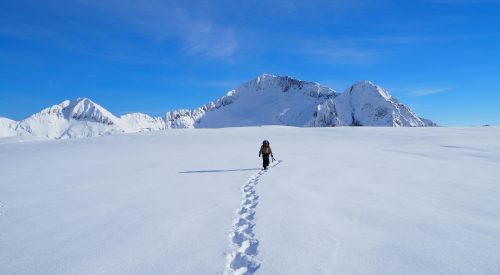 Person walking in snow
