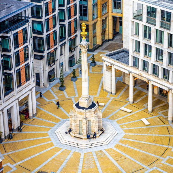 Monument view from the rooftop of St Paul's cathedral in London