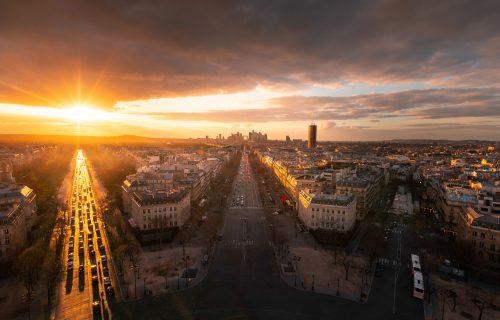 Paris, France, looking towards the financial district La Defense