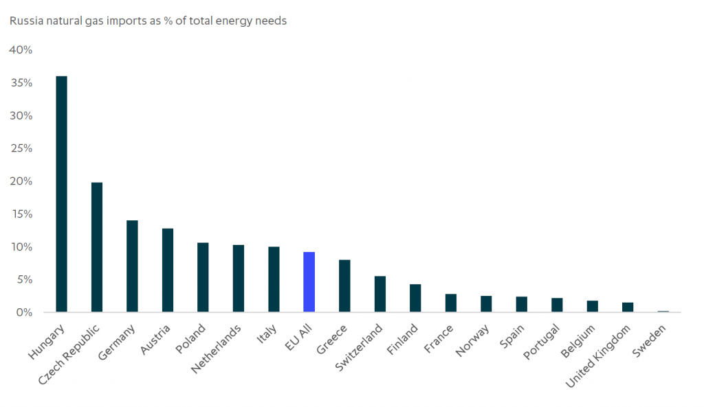 Russia natural gas imports as a percentage of total energy needs.