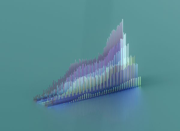 A colourful graph of vertical lines overlaying each other