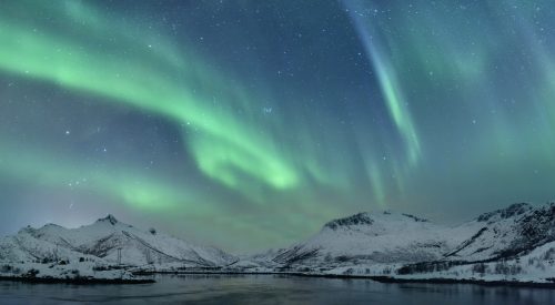 Northern Lights over the Lofoten Islands in Norway