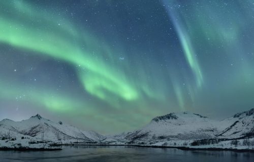 Northern Lights over the Lofoten Islands in Norway
