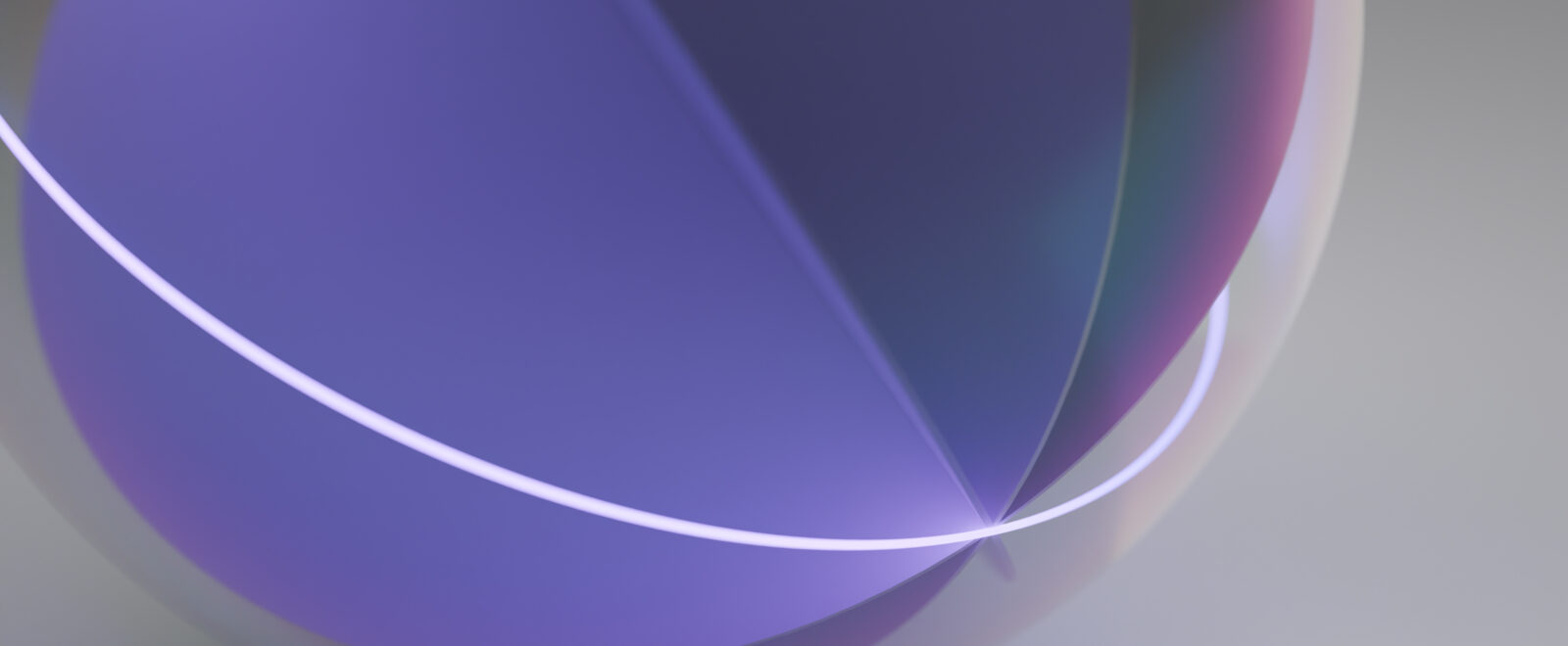 A purple sphere with a clear line running around it. Grey background.
