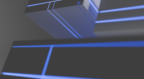 Blocks with violet light seeping from within