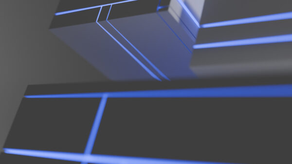 Blocks with violet light seeping from within