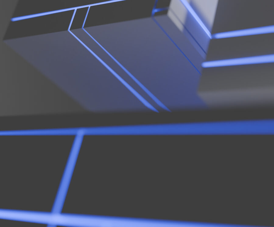 Blocks with violet light seeping from within