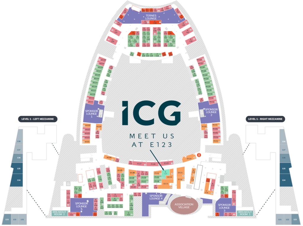 Map showing location of ICG stand at IPEM Paris 2025