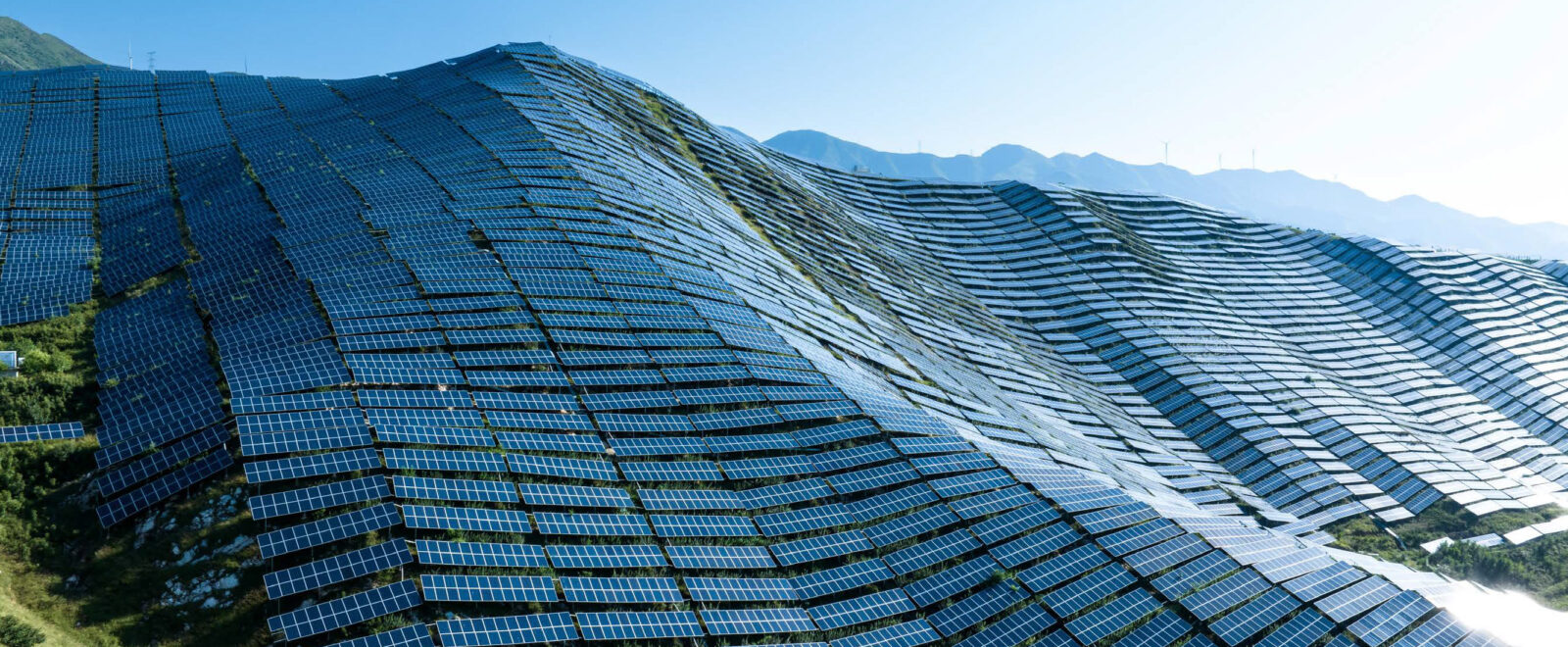 Solar panels on a hillside