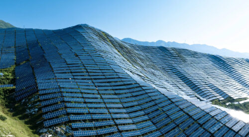 Solar panels on a hillside
