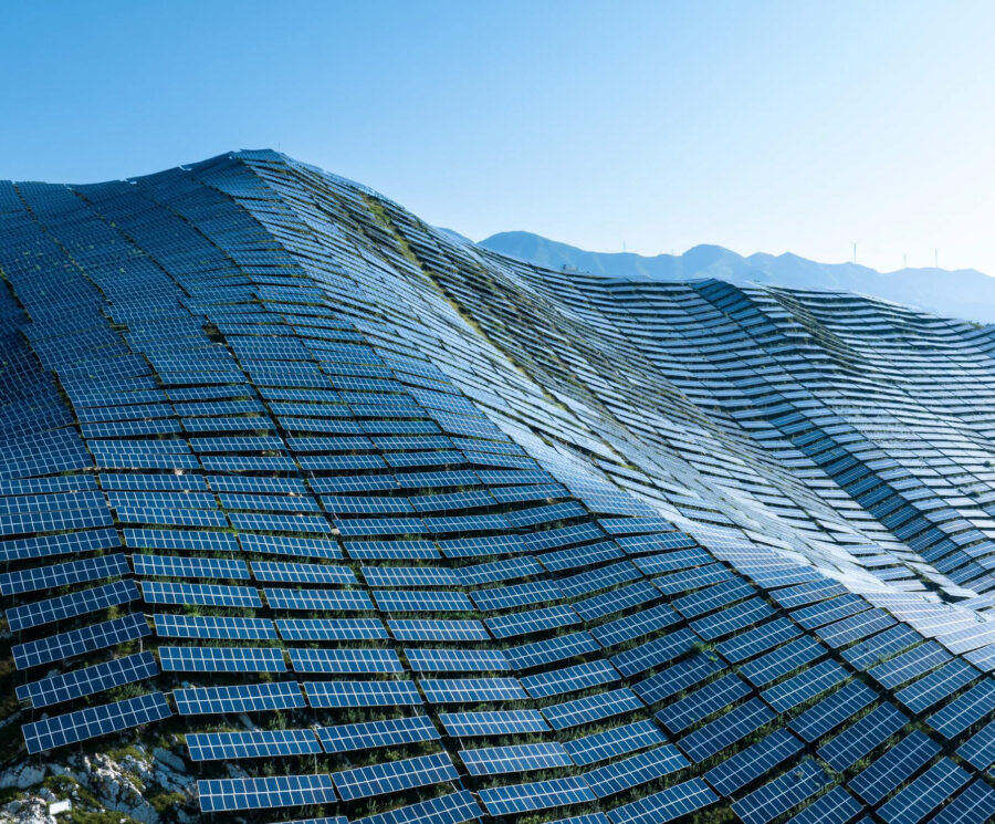 Solar panels on a hillside