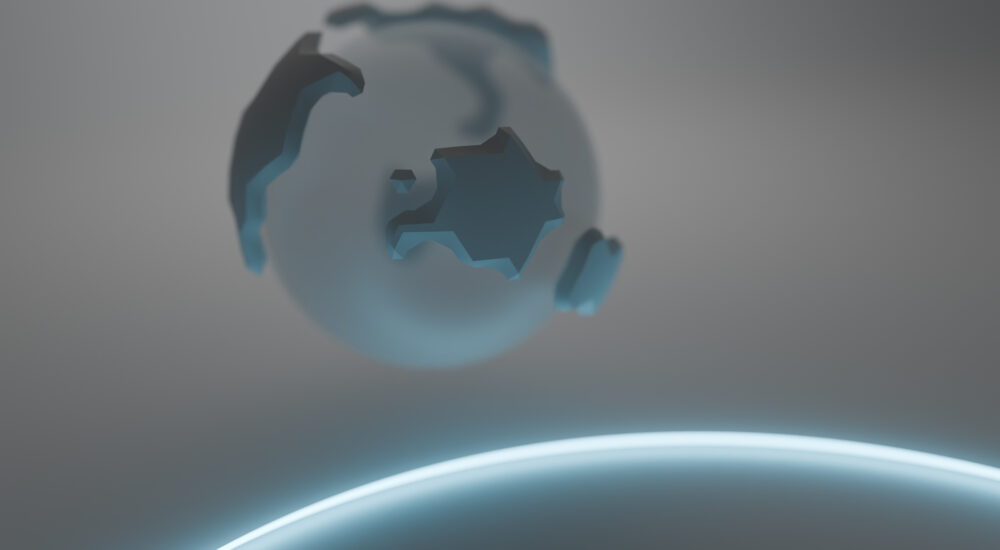 Three dimensional image illustrative of Europe on planet Earth