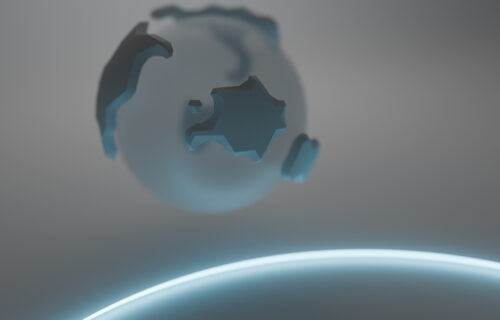 Three dimensional image illustrative of Europe on planet Earth