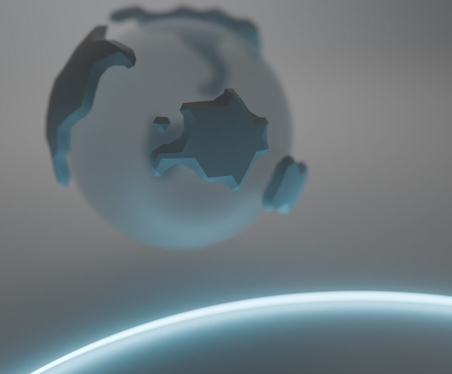 Three dimensional image illustrative of Europe on planet Earth