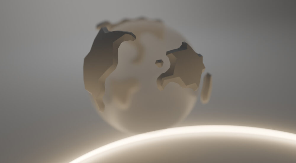 Transatlantic view of an illustration of the planet Earth