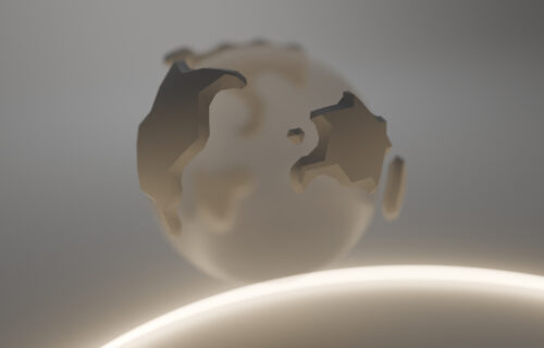 Transatlantic view of an illustration of the planet Earth