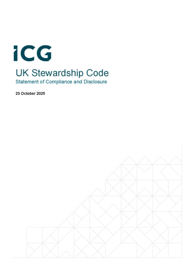 Front page of 2025 ICG PLC Stewardship Code Report