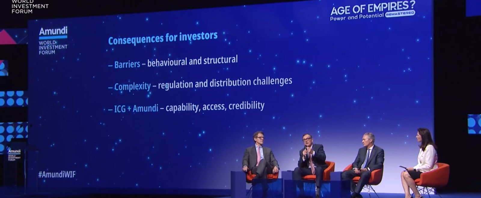Benoit Durteste (second left) taking part in a panel discussion at the Amundi World Investment Forum 2026