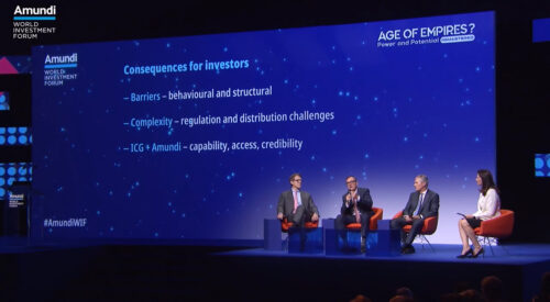 Benoit Durteste (second left) taking part in a panel discussion at the Amundi World Investment Forum 2026