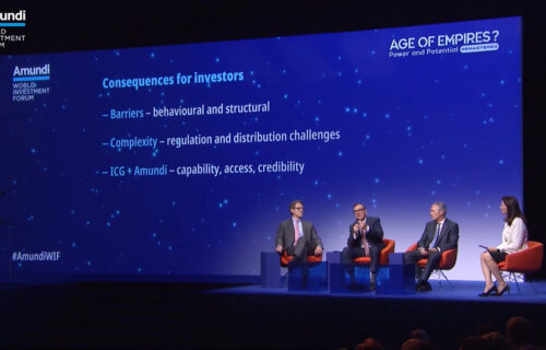 Benoit Durteste (second left) taking part in a panel discussion at the Amundi World Investment Forum 2026