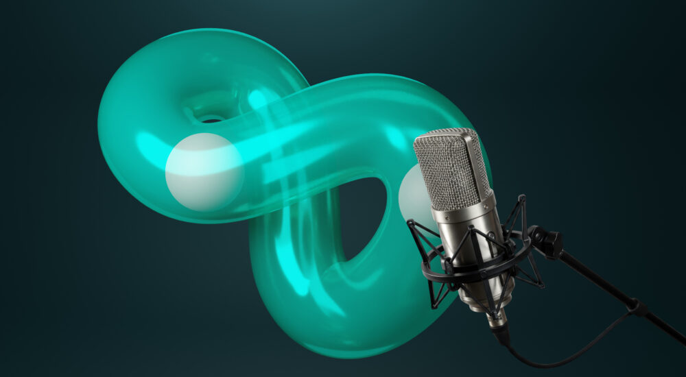 Image suggesting renewal with a podcast microphone over the top