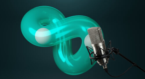 Image suggesting renewal with a podcast microphone over the top