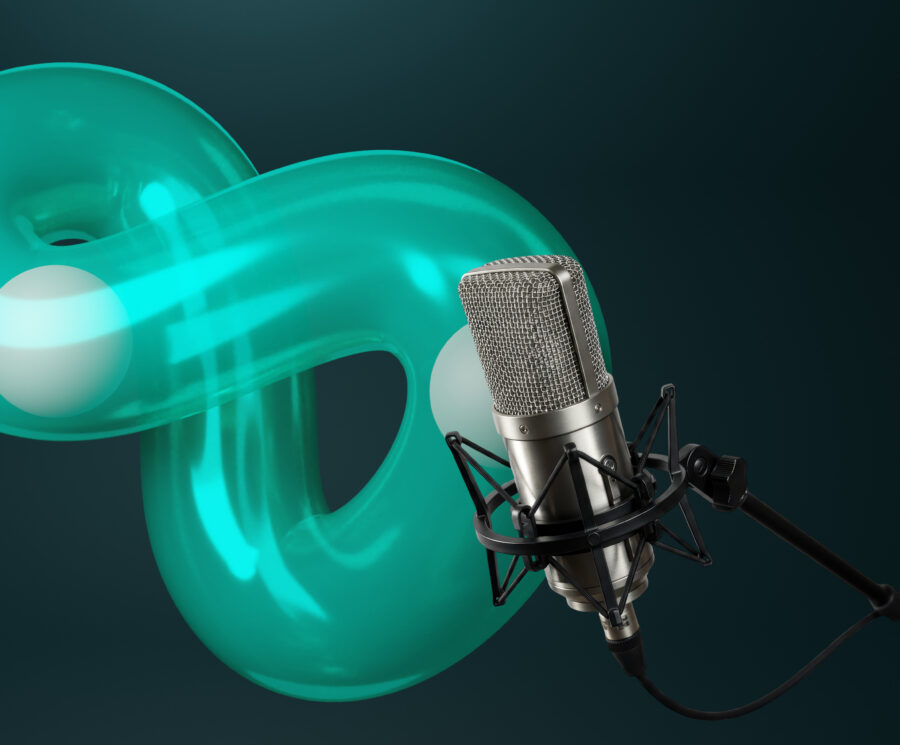 Image suggesting renewal with a podcast microphone over the top