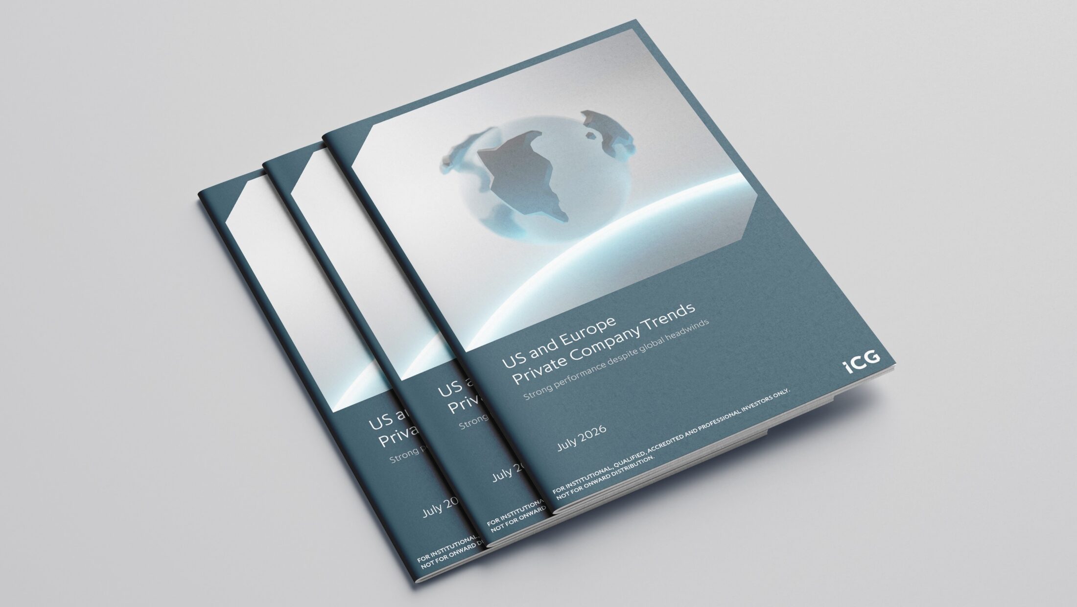Graphic showing the front cover of the July 2026 ICG report entitled US and Europe Private Company Trends: Strong performance despite global headwinds