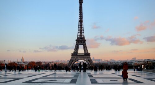 Eiffel Tower in Paris during sunset